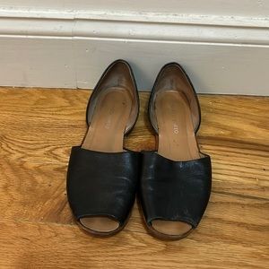 Franco Sarto peep toed black flats